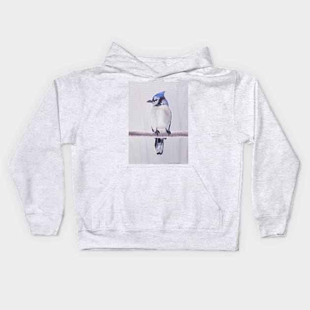 Blue Jay in Silver Light Kids Hoodie by EmilyBickell